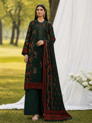 Emerald Crimson Heritage 3-Piece Embroidered Lawn Suit