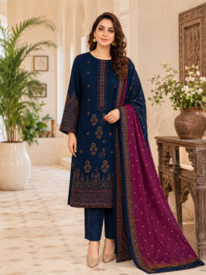 Navy Blue Premium Linen 3-Piece Suit