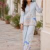 Slate Blue Floral 2-Piece Embroidered Lawn Suit