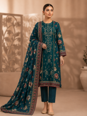 IMG_1236 Teal Blossom 3-Piece Embroidered Lawn Suit