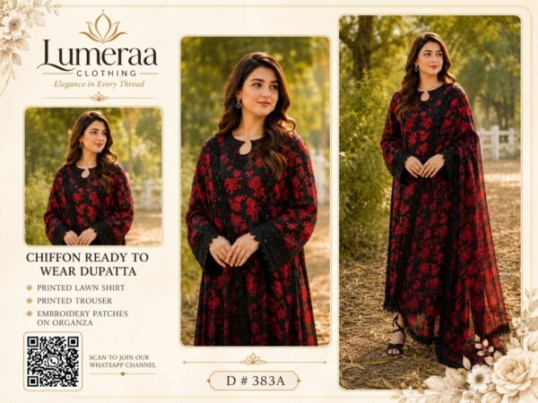 WhatsApp Image 2026-08-16 at 02.46.31 Black & Red Floral Printed Lawn 3 Piece Unstitched Suit with Chiffon Dupatta