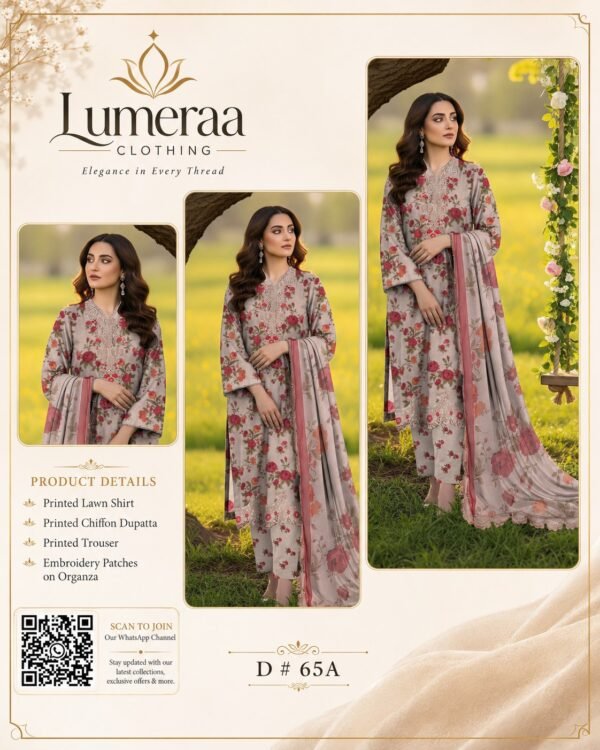 WhatsApp Image 2026-08-16 at 02.46.37 Beige Rose Printed Lawn 3 Piece Unstitched Suit with Printed Chiffon Dupatta