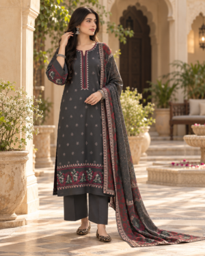 Lumeraa Clothing – Dhanak Fabric 3-Piece Embroidered Suit