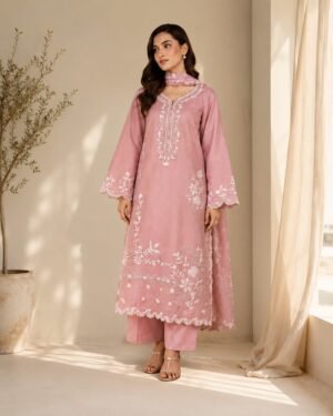 IMG-20260831-WA0009 Dhanak Pink Embroidered 3-Piece Suit