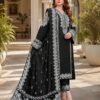 Dhanak Black Embroidered 3-Piece Suit