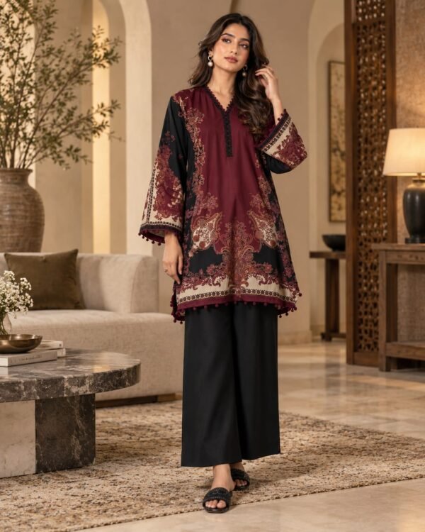 WhatsApp Image 2026-09-15 at 15.47.39 (1) Lumeraa 2-Piece Printed Linen Unstitched Suit – Deep Maroon & Black Paisley