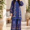 Lumeraa 2 Piece Printed Linen Collection | Royal Blue & Mustard Suit