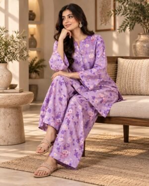 WhatsApp Image 2026-09-15 at 15.47.40 (3) Lumeraa 2-Piece Printed Linen Unstitched Suit – Lavender & Soft Pink Floral