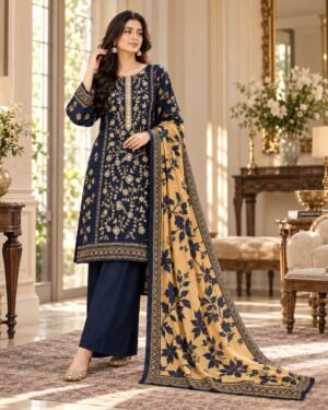 WhatsApp Image 2026-09-24 at 12.39.14 (1) Lumeraa 3-Piece Luxury Sequence Embroidered Khaddar Suit – Navy Blue & Gold