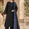 Black & Royal Blue Digital Printed Khaddar Suit with Embroidery Patch