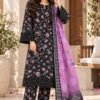 Lumeraa Khaddar Collection – Black Floral & Lilac 3-Piece Suit