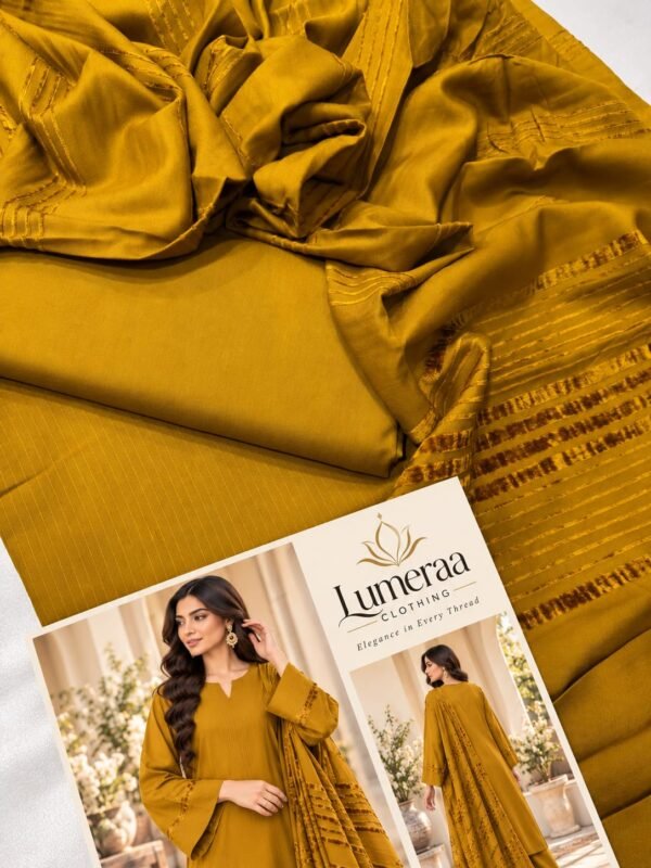 Bana Dora – Mustard 3-Piece Dhanak Collection