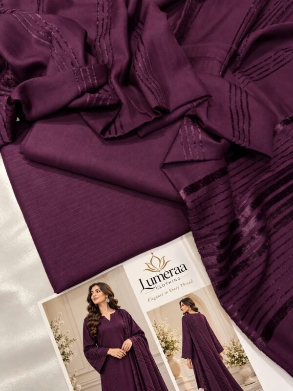 Bana Dora – Plum 3-Piece Dhanak Collection