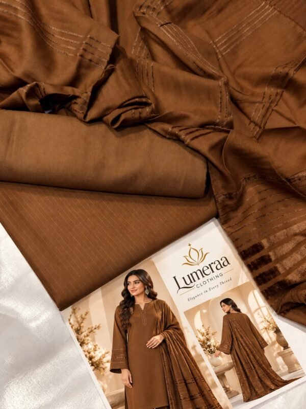 Bana Dora – Brown 3-Piece Dhanak Collection