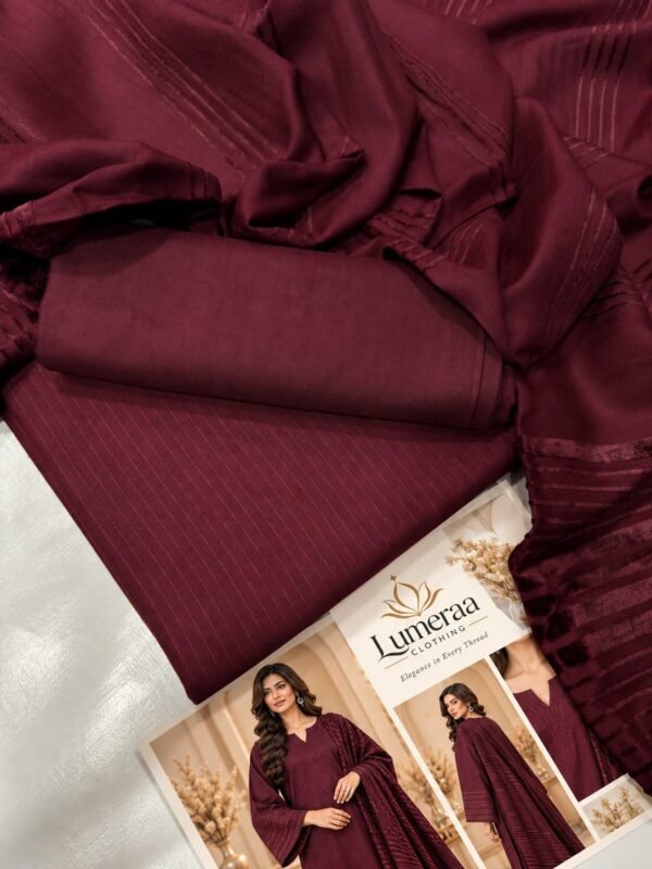 Bana Dora – Maroon 3-Piece Dhanak Collection